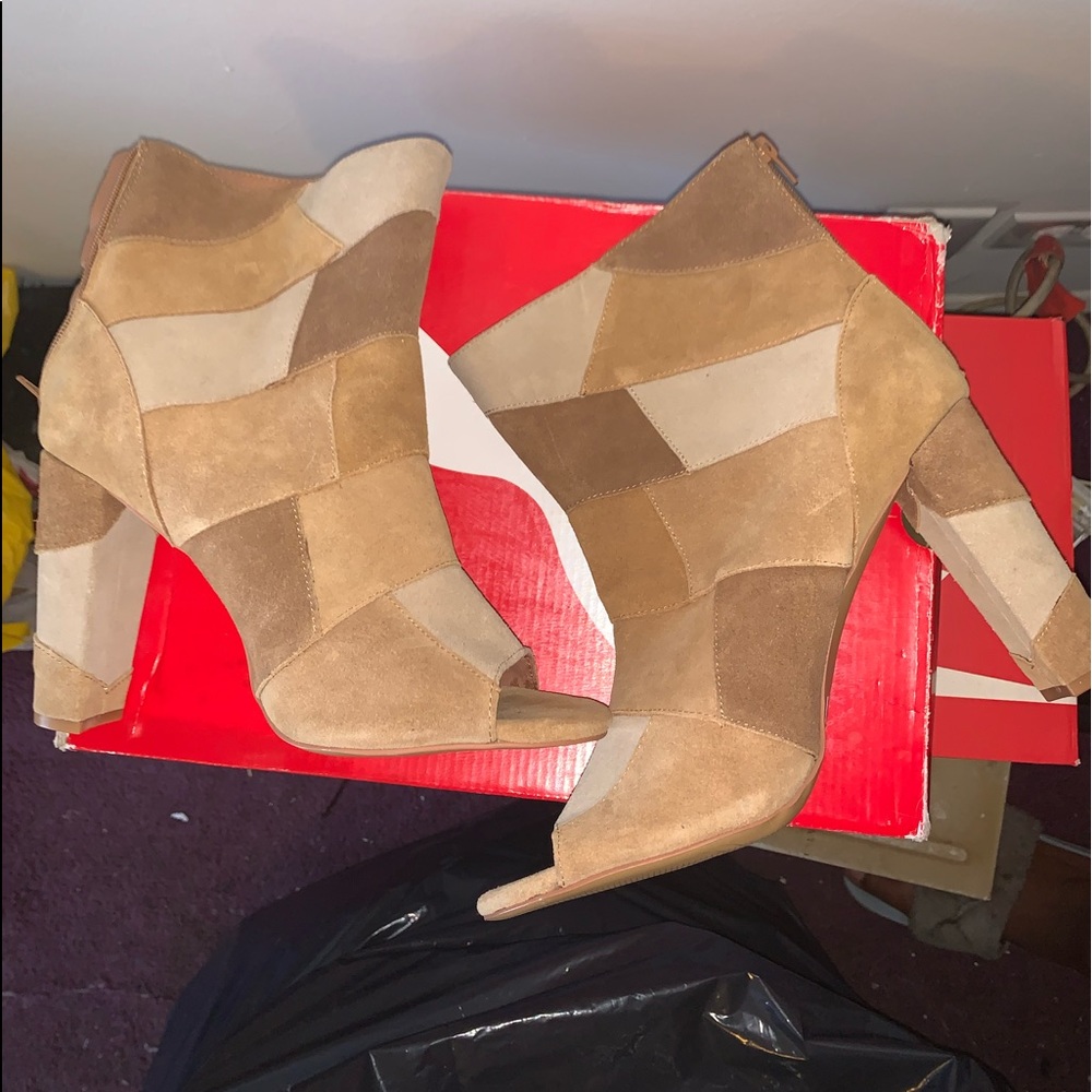 Suede patchwork booties